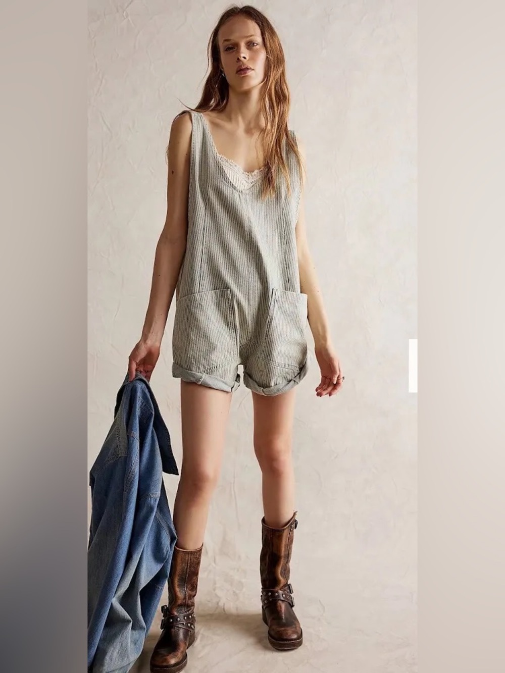 Free People We The Free High Roller Railroad Shortall XS